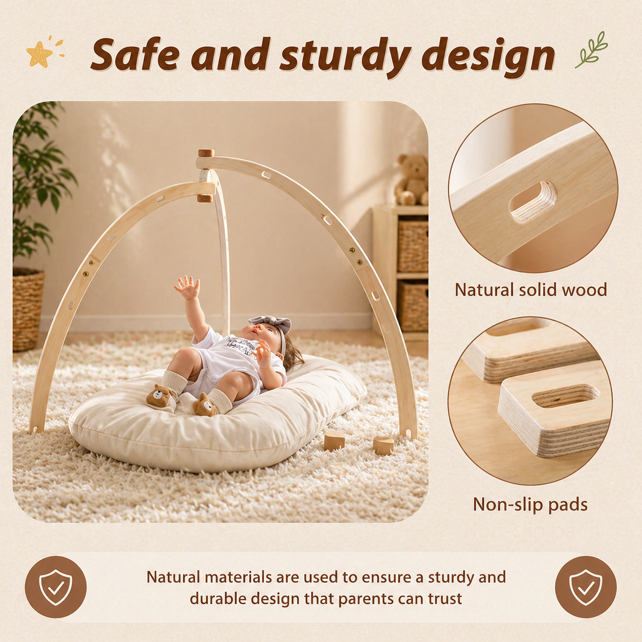 Wooden Baby Rattle Toy – Sensorialità e sicurezza – Baby Gym