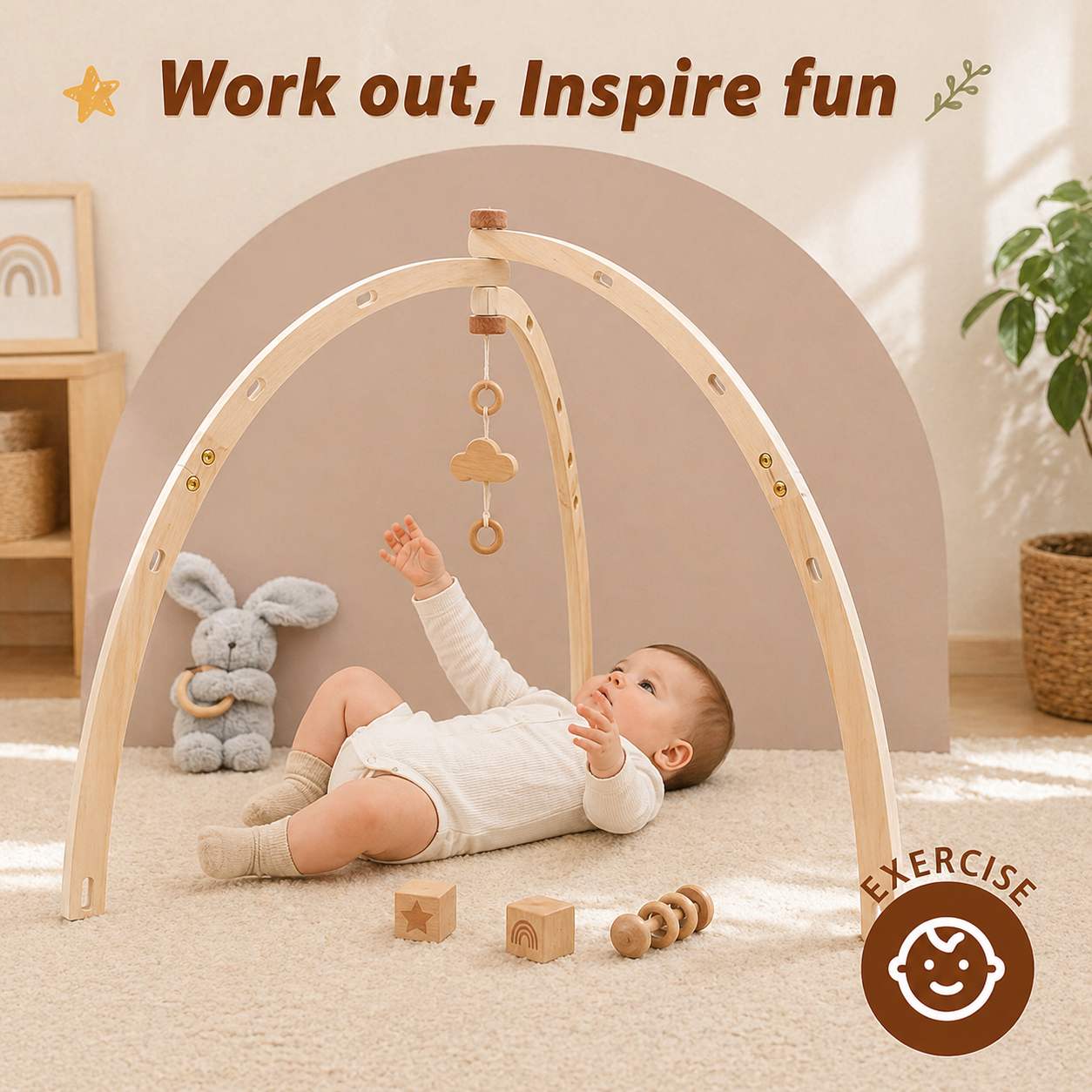 Wooden Baby Rattle Toy – Sensorialità e sicurezza – Baby Gym