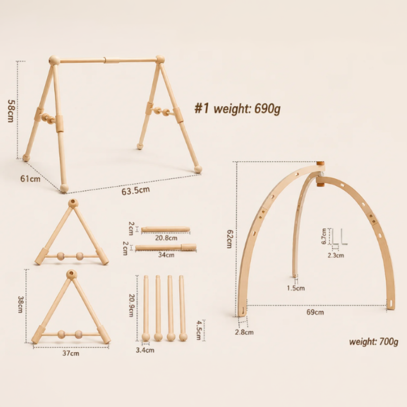 Wooden Baby Rattle Toy – Sensorialità e sicurezza – Baby Gym