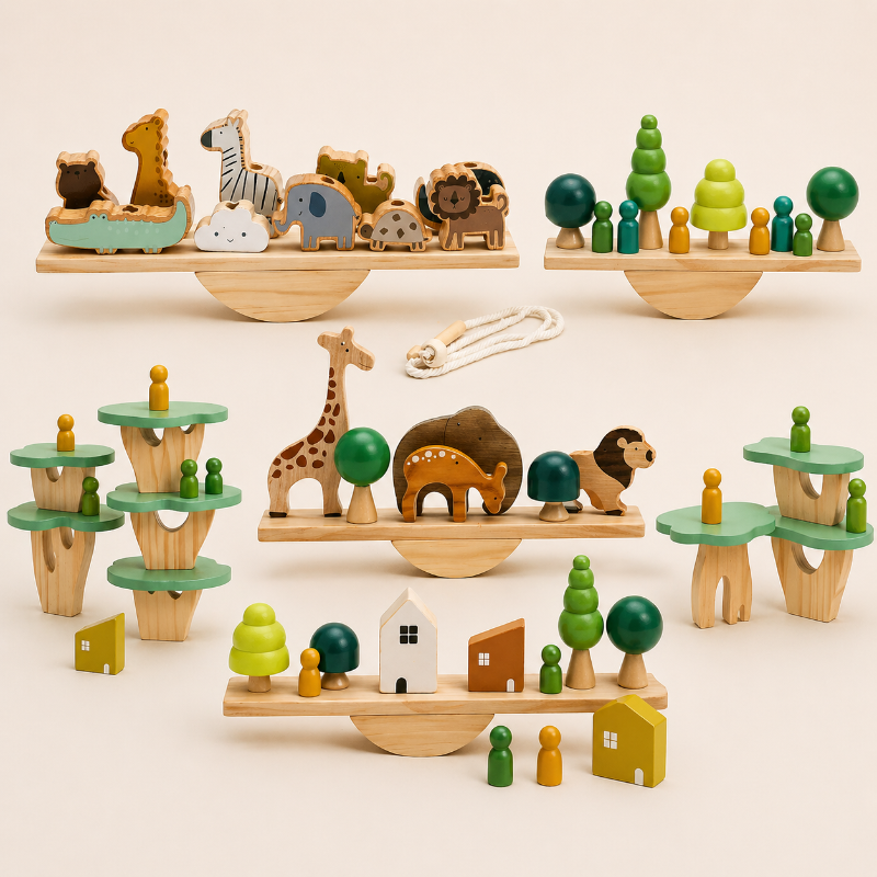 Wooden Forest Blocks – Creatività e sviluppo – Set di blocchi da impilare in legno