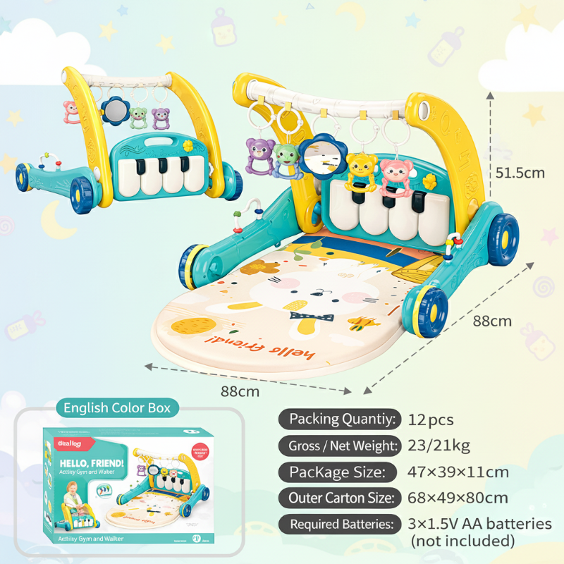 Step & Play – Interattivo e sicuro – 3 in 1 Walker & Baby Gym