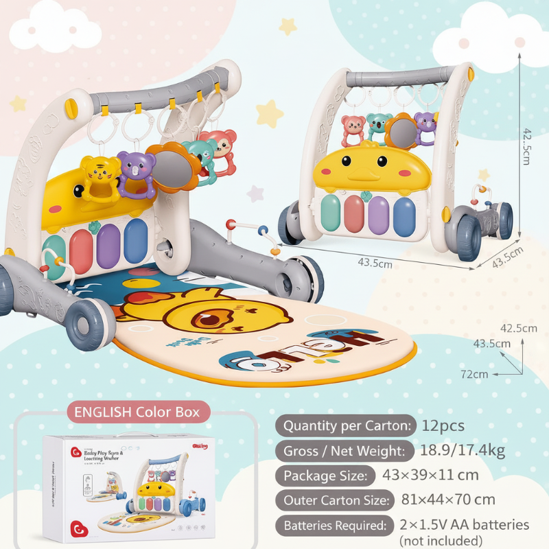 Step & Play – Interattivo e sicuro – 3 in 1 Walker & Baby Gym