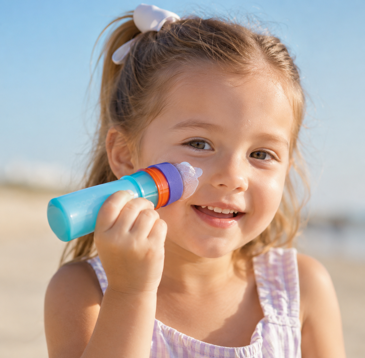 SunnyKids – A misura di bambino e sicuro – Applicatore per crema solare ricaricabile