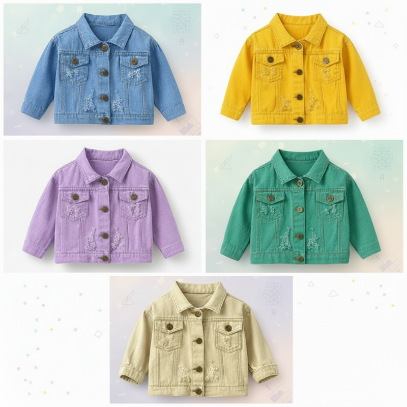 Candy Color Giacca di jeans – Giacca in denim leggera per bambini