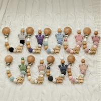 Thumbnail for Baby Pacifier Holder – Con nome – Perline personalizzate in legno e silicone