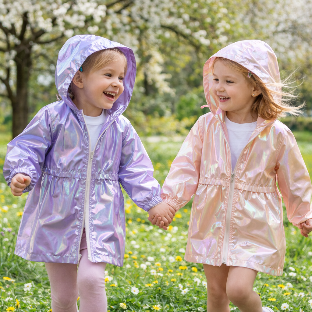 LumiBreeze – Lucido e leggero – Impermeabile con cappuccio per bambini