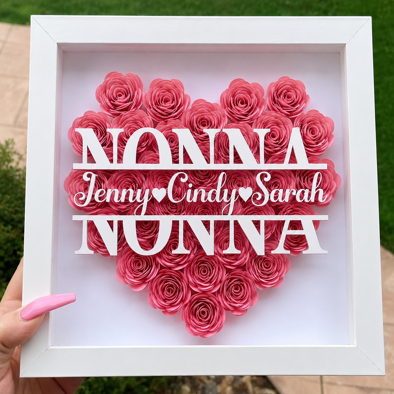 Personalized Rose Shadow Box – Regalo unico per la Festa della Mamma – Scatola con rose personalizzate
