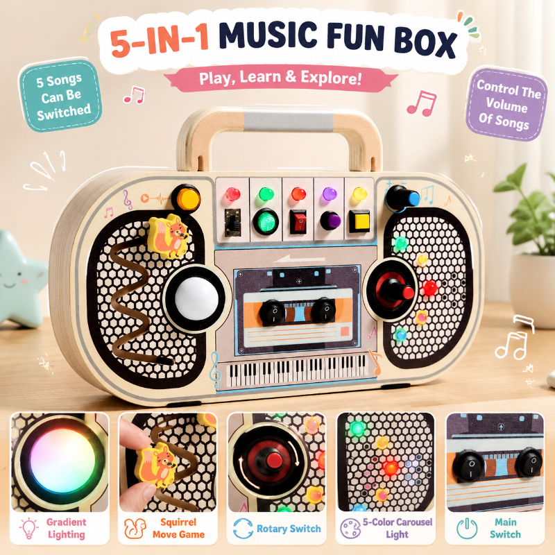 Wooden Busy Board – Motricità e interazione – Attività con il pannello musicale