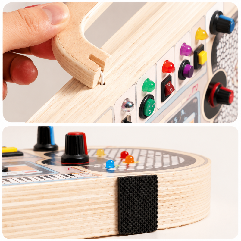 Wooden Busy Board – Motricità e interazione – Attività con il pannello musicale