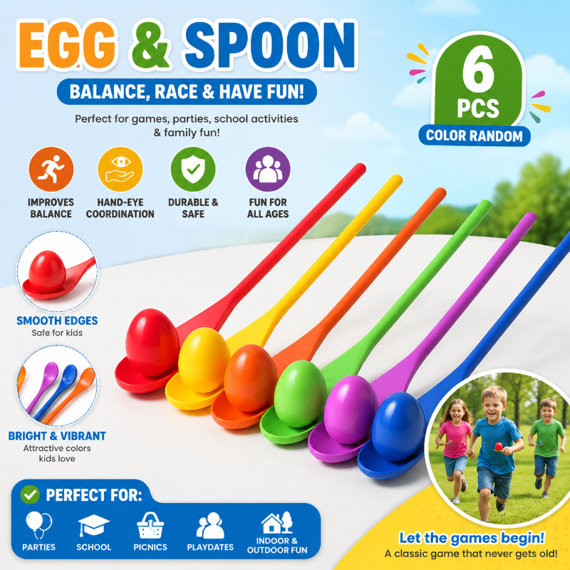 Wooden Egg Spoon Game – Motricità e apprendimento – Gioco di equilibrio "Corsa delle uova"