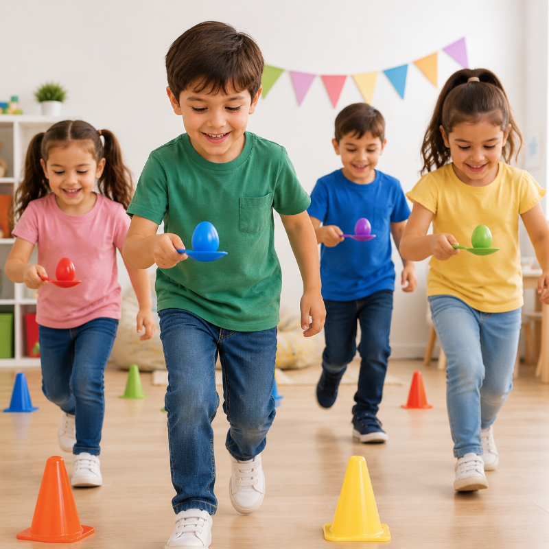 Wooden Egg Spoon Game – Motricità e apprendimento – Gioco di equilibrio "Corsa delle uova"