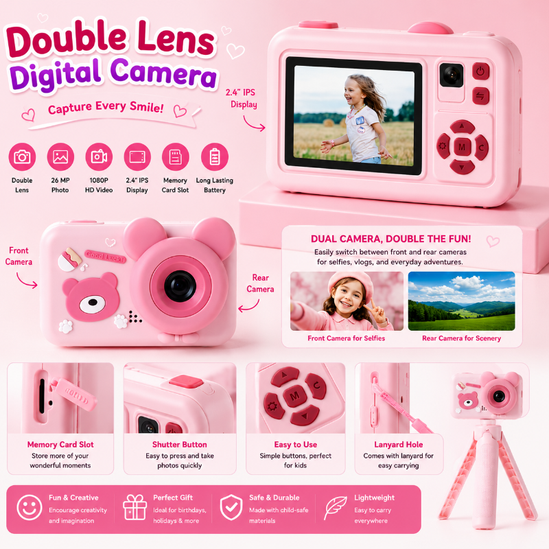 Double Lens Digital Camera – Creativo e divertente – Fotocamera per bambini