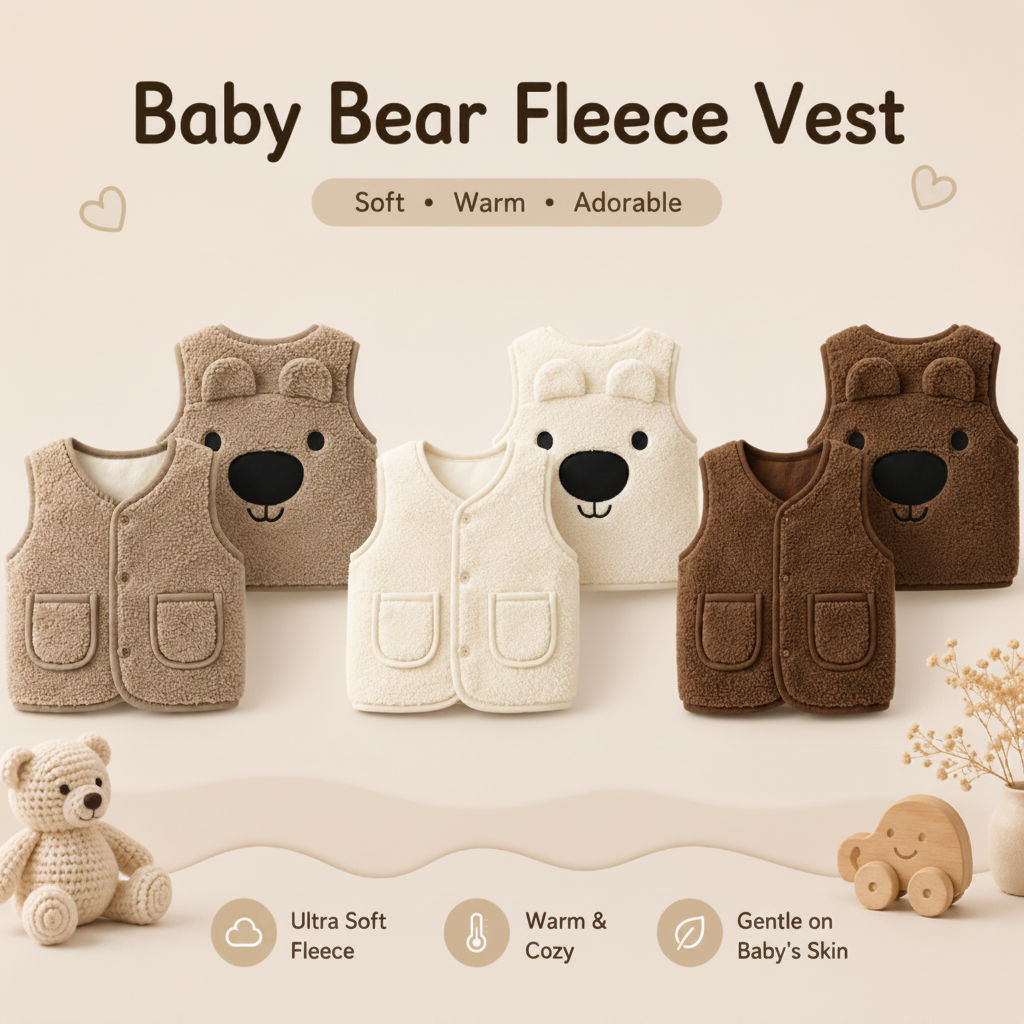 Baby Bear Fleece Vest – Caldo e morbido – Gilet da bambino con orsacchiotto