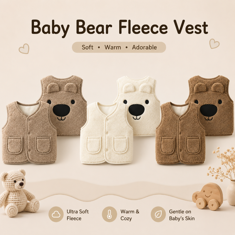 Baby Bear Fleece Vest – Caldo e morbido – Gilet da bambino con orsacchiotto