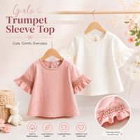 Thumbnail for Girls Trumpet Sleeve Top – Eleganza e comfort – Manica in pizzo