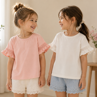 Thumbnail for Girls Trumpet Sleeve Top – Eleganza e comfort – Manica in pizzo
