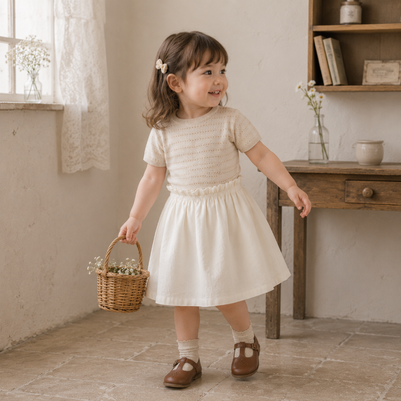 Bella Knit Top & Skirt – Leggero e arioso – Set estivo in maglia per bambini