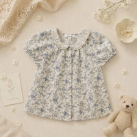 Thumbnail for Vine Print Blouse – Leggera e carina – Camicetta per bambina con maniche a sbuffo