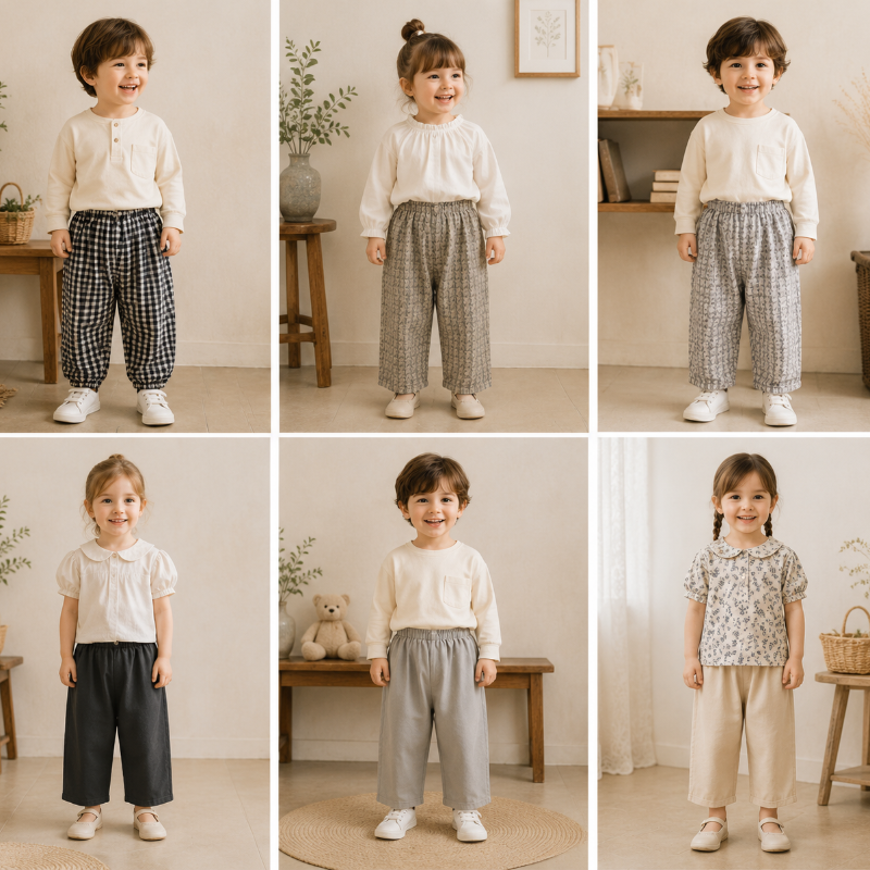 Plaid Cotton Pants – Leggeri e traspiranti – Pantaloni casual stile palloncino/harem