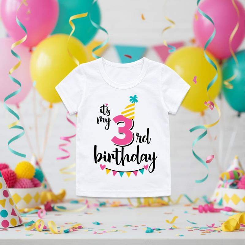 Birthday Graphic Tee – Carina e leggera – Maglietta per bambini per il compleanno