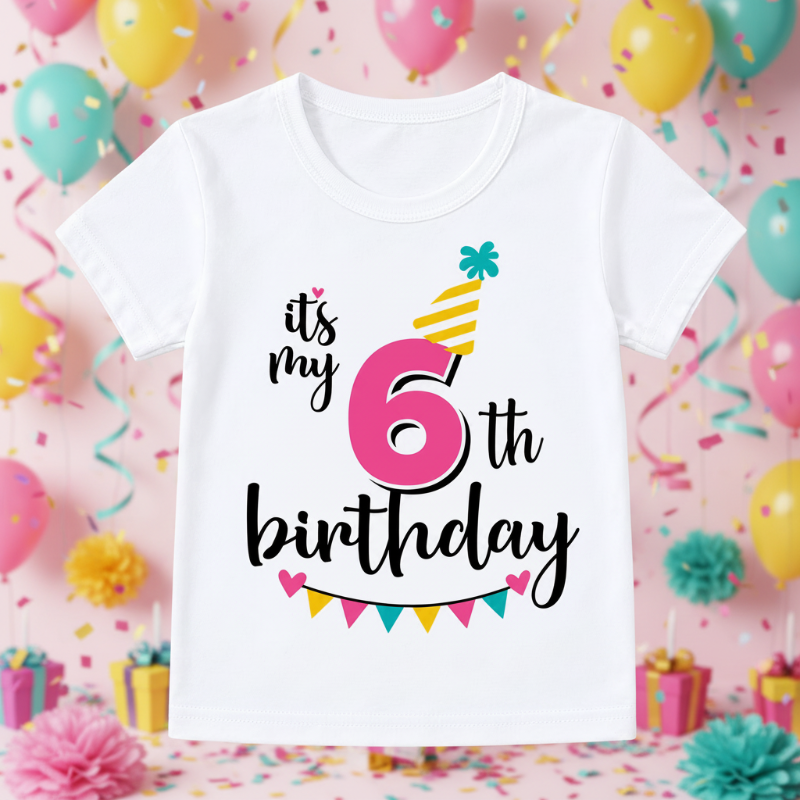 Birthday Graphic Tee – Carina e leggera – Maglietta per bambini per il compleanno