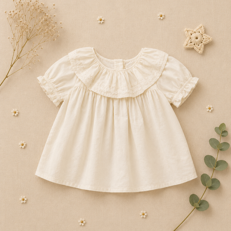 Ruffle Collar Top – Elegante e comodo – Top con collo decorativo e maniche a sbuffo