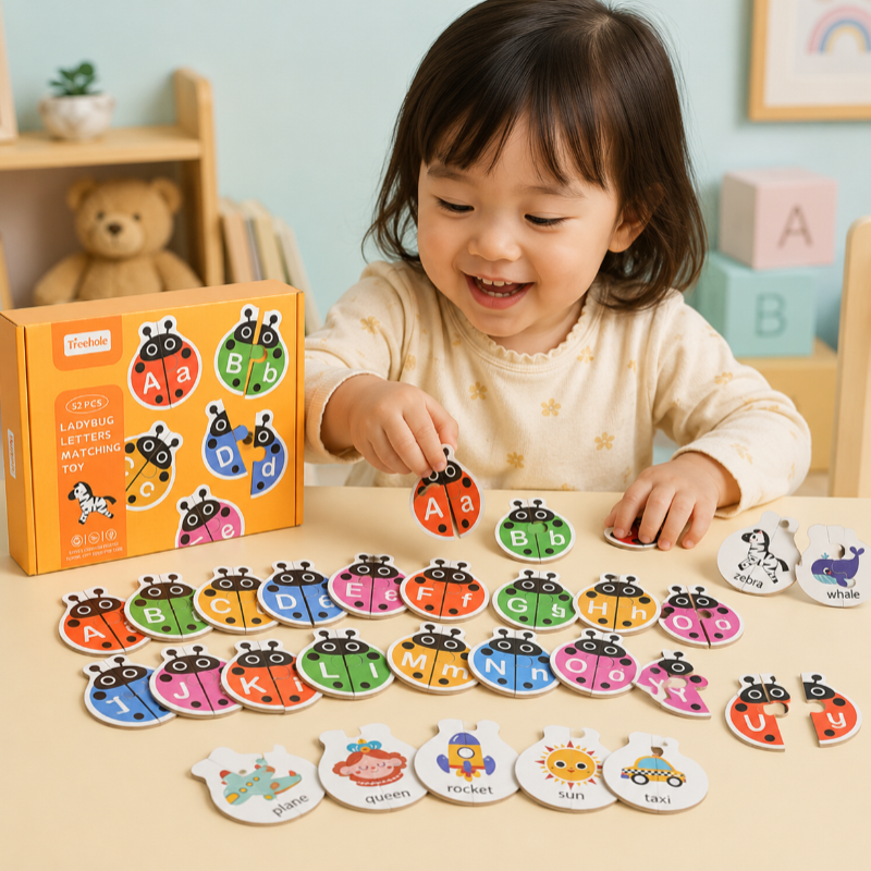 Wooden Letter Matching Game – Apprendimento e gioco – Puzzle dell'alfabeto