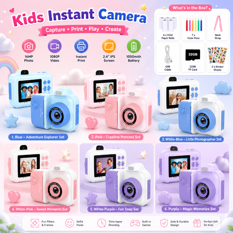 Instant Print Camera – Creativo e interattivo – Fotocamera istantanea per bambini