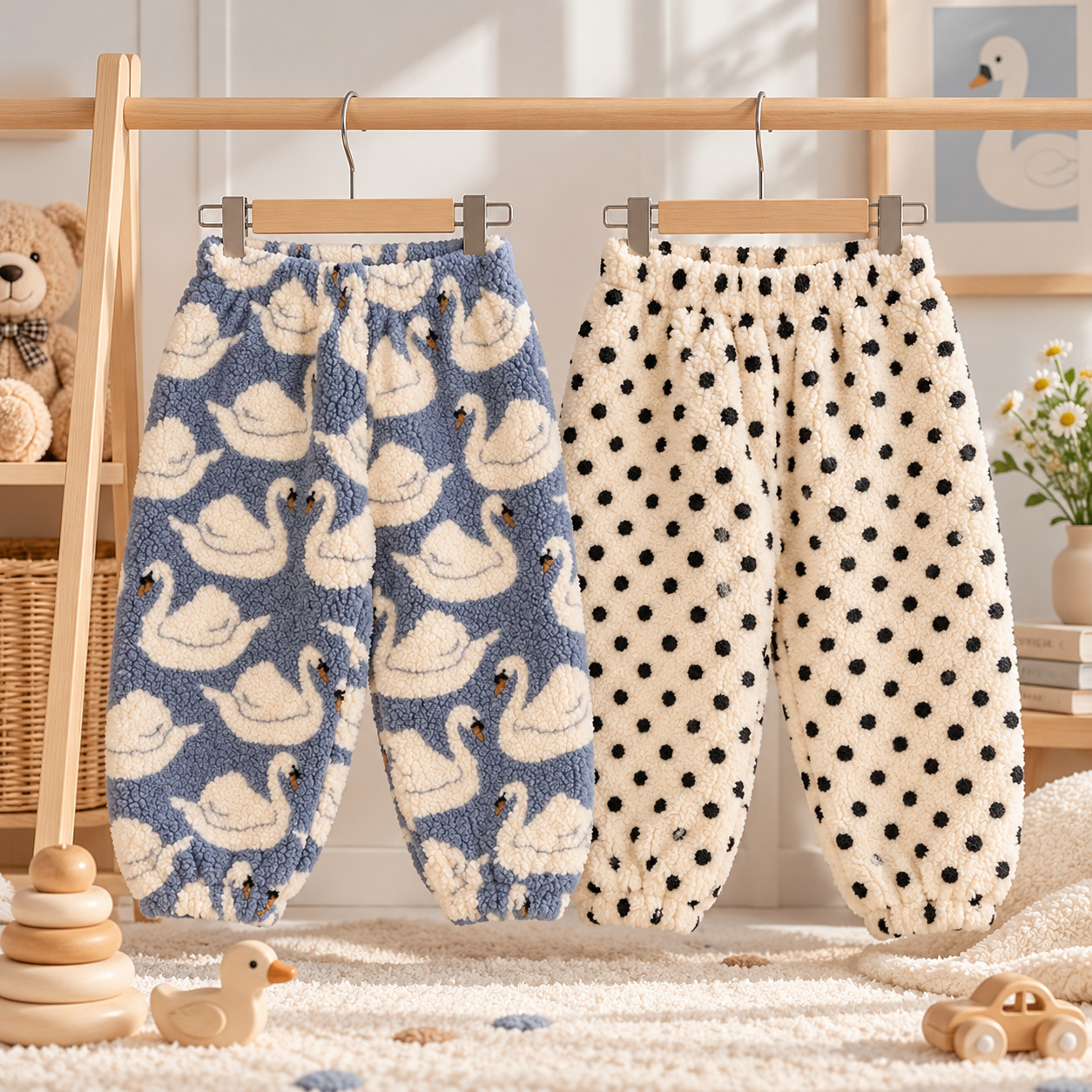FuzzyPants – Morbidi e caldi – Pantaloni in peluche per bambini con stampe divertenti