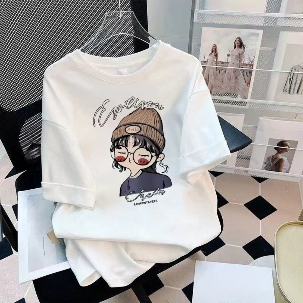 CuteStyle – Alla moda e comoda – Maglietta con stampa cartoon oversize