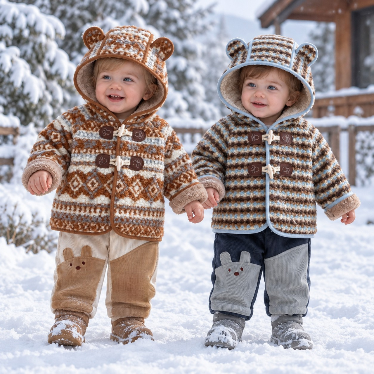 LittleWarm – Accogliente ed elegante – Cappotto invernale con motivo Fair Isle