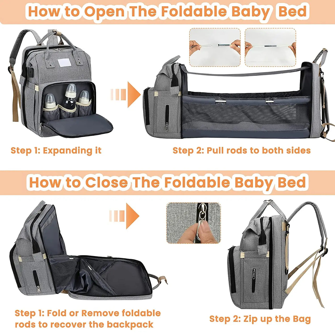 Travel Bag™ - Borsa multifunzionale per pannolini - Zaino per neonati