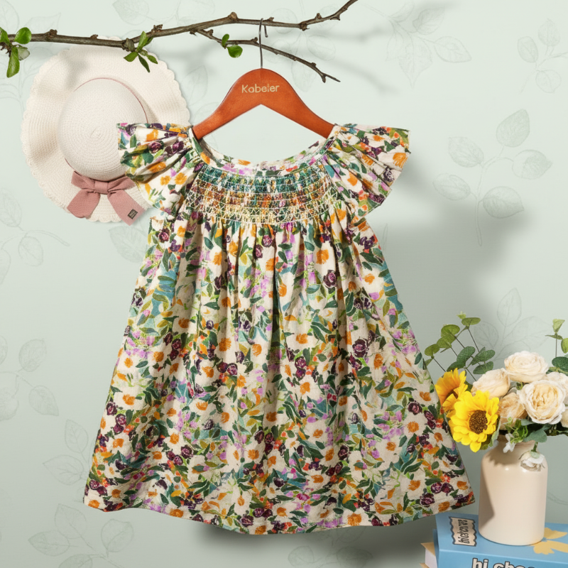Floral Dress – Leggera e ariosa – Abito da bambina con maniche svolazzanti
