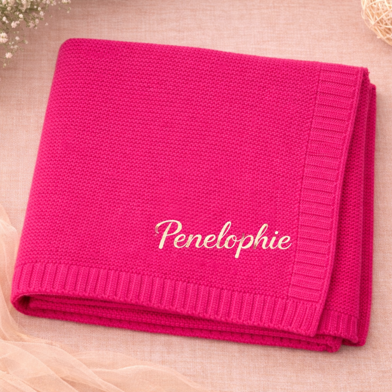 Personalized Baby Blanket – Morbida e unica – Coperta in cotone personalizzata con ricamo