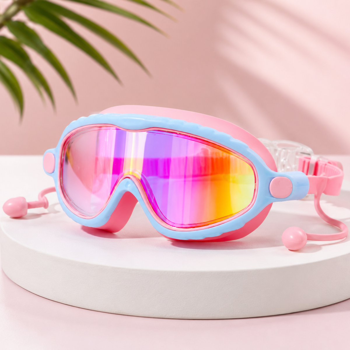AquaVision – Protezione antiappannamento e anti-UV regolabile – Occhialini da nuoto in silicone con tappi per le orecchie