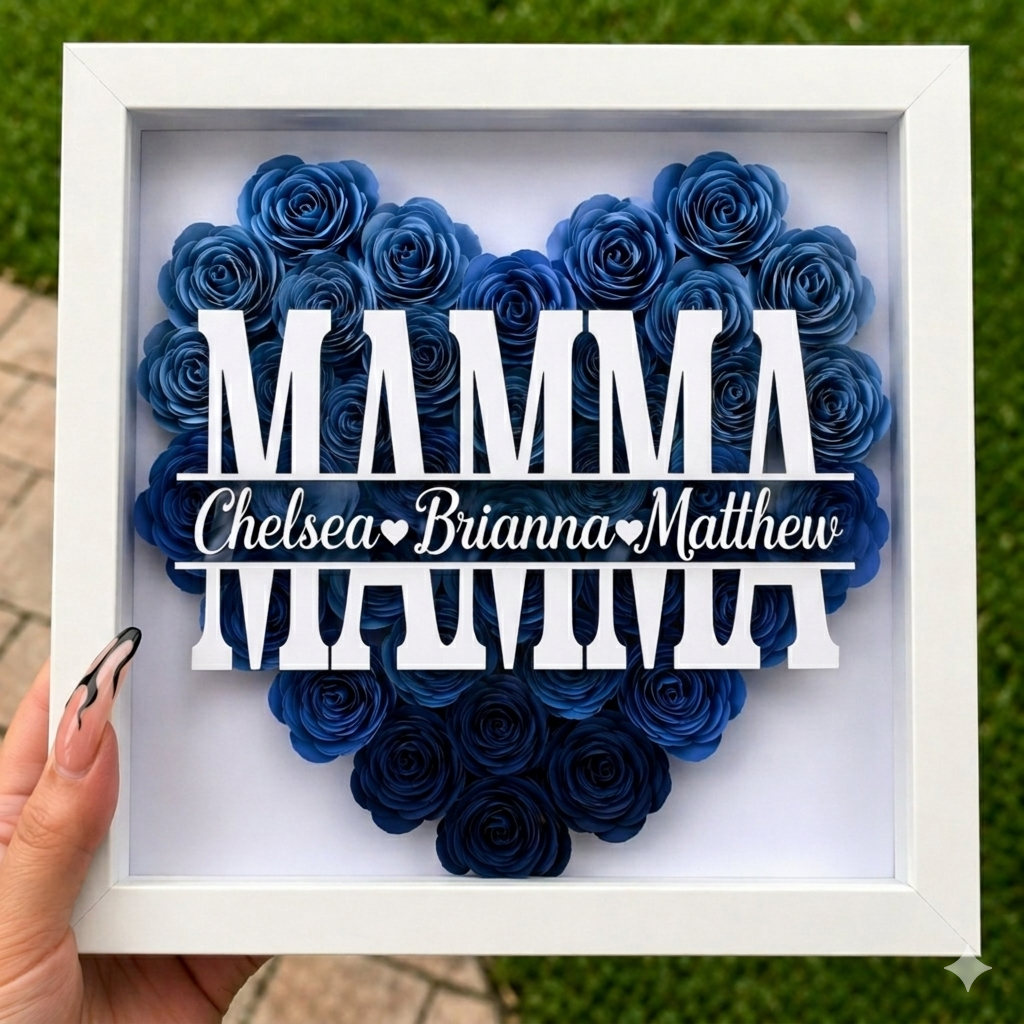 Personalized Rose Shadow Box – Regalo unico per la Festa della Mamma – Scatola con rose personalizzate