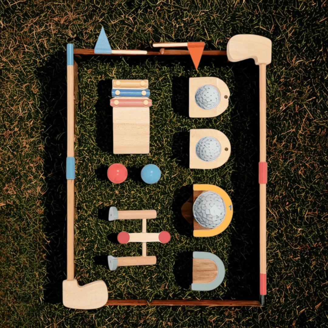 Mini Golfers – Inizio del divertimento all'aperto – Set di giocattoli da golf in legno