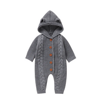 Thumbnail for SoftKnit – Caldo e carino – Tutina da neonato lavorata a maglia con cappuccio