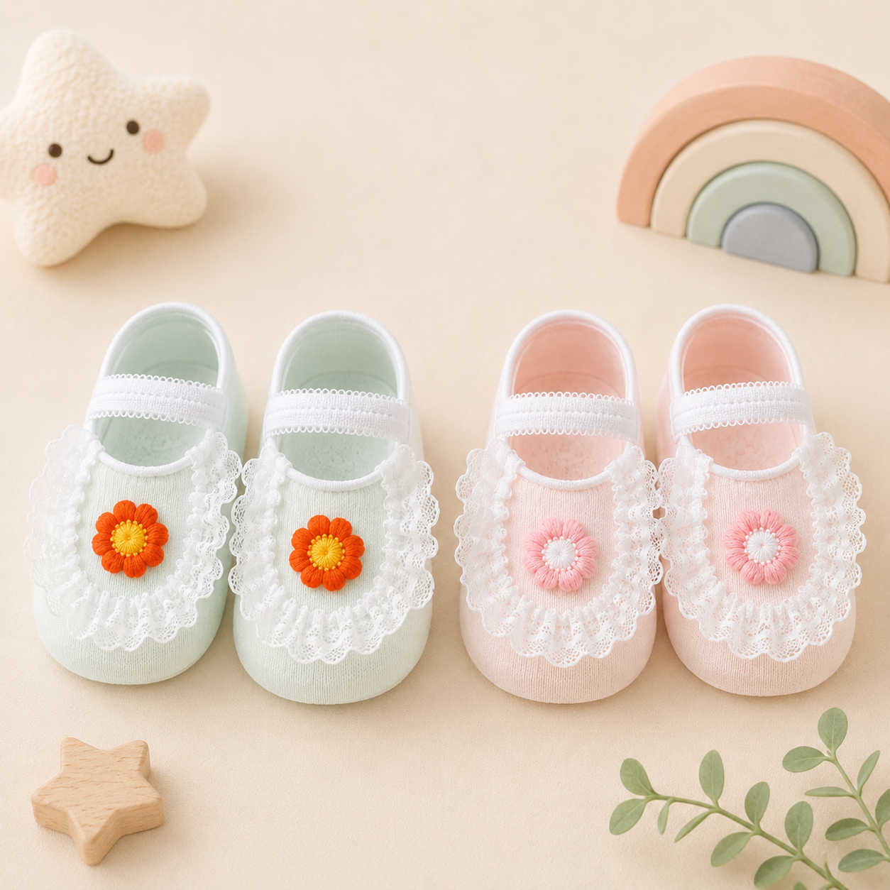 SweetFeet – Morbide e carine – Calzini per neonati con fiori e pizzo