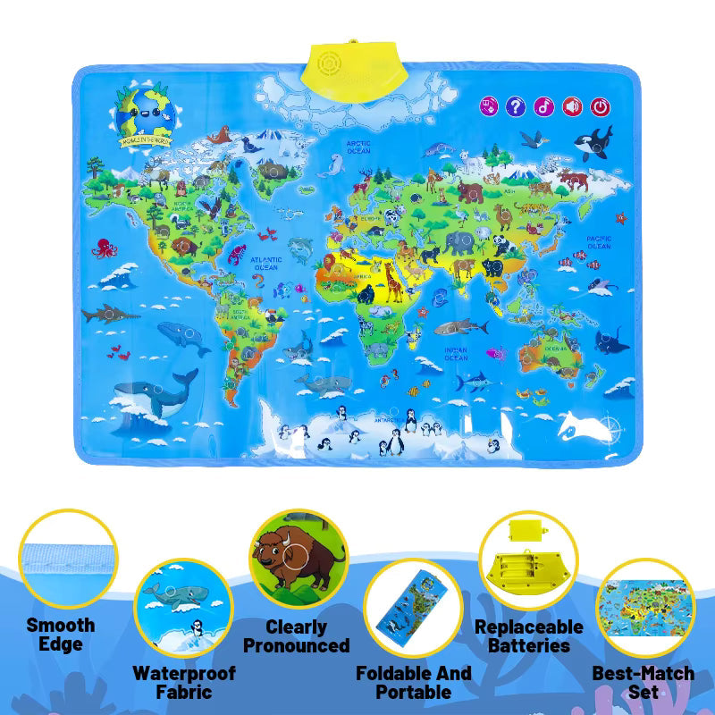 LittleExplorers – Imparare e giocare – Mappa mondiale degli animali