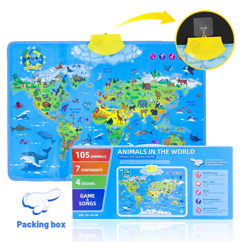 LittleExplorers – Imparare e giocare – Mappa mondiale degli animali