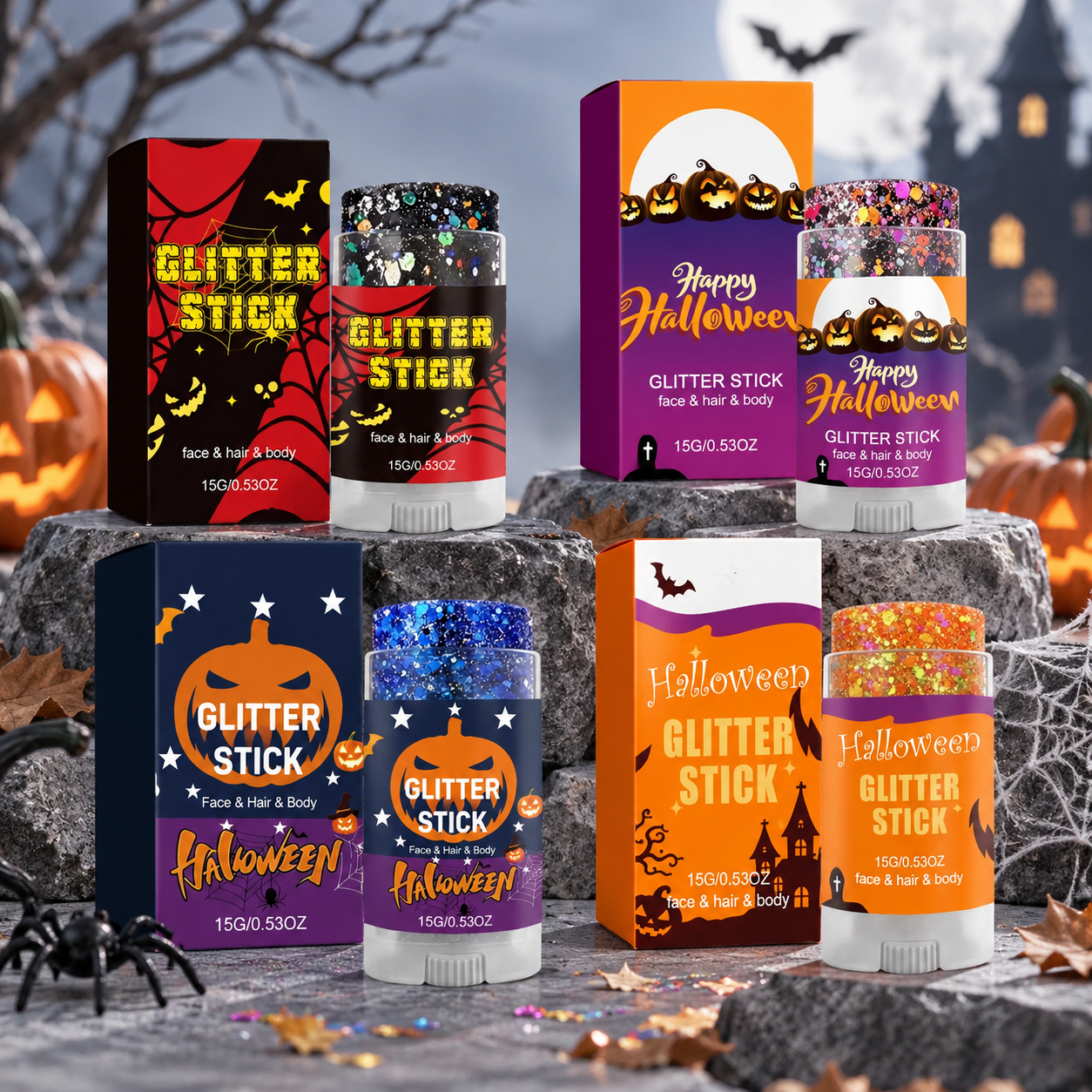 GlitterPop – Scintillante e festoso – Stick glitterato di Halloween per viso, capelli e corpo