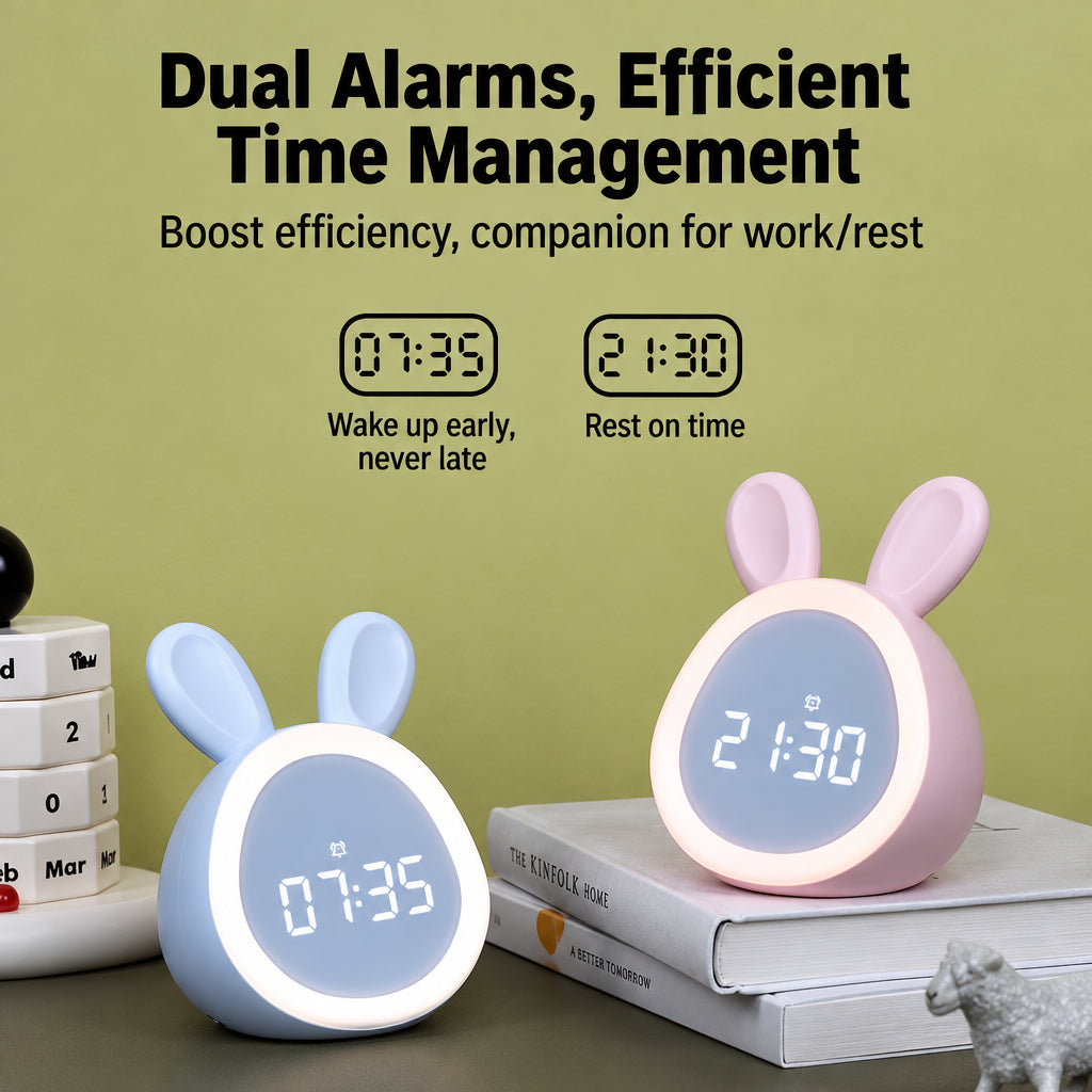 BunnyGlow – Carino e pratico – Sveglia digitale per bambini con lucina notturna