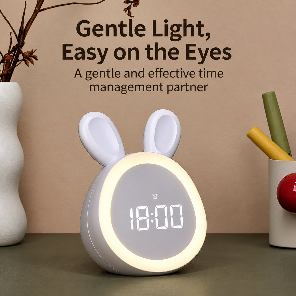 BunnyGlow – Carino e pratico – Sveglia digitale per bambini con lucina notturna