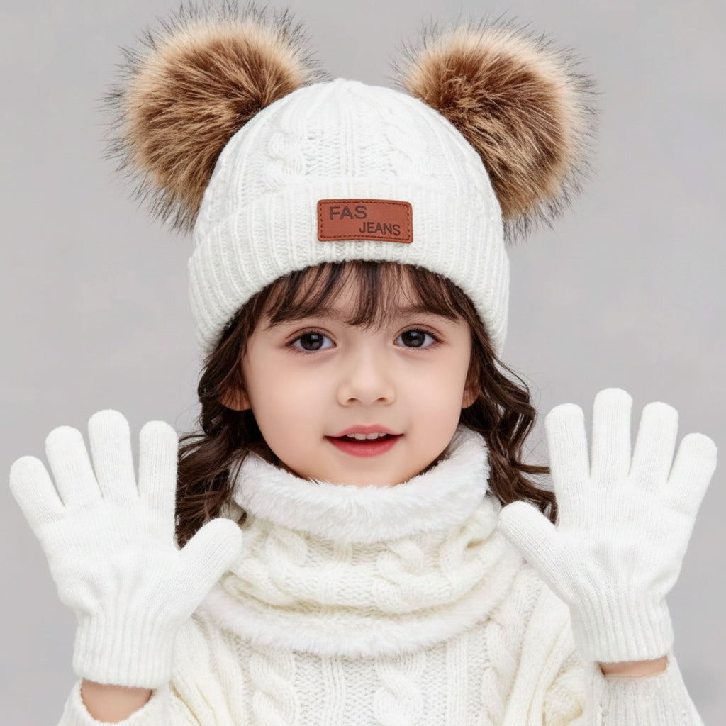 CozyPom – Caldo e morbido - Set invernale con berretto, sciarpa e guanti