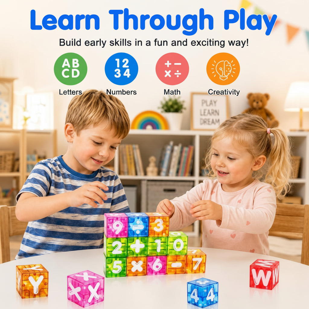 LearnCube – Educativi e interattivi – Cubi magnetici con lettere e simboli matematici