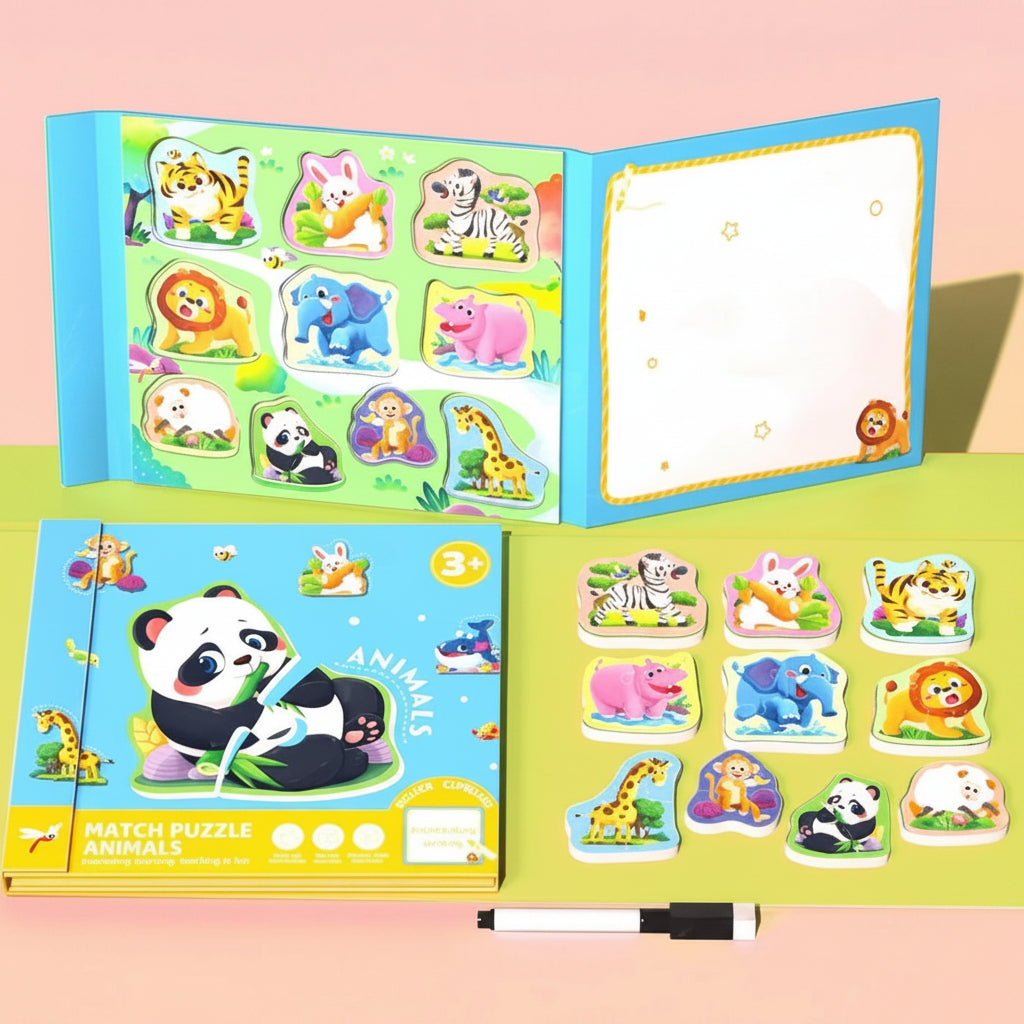 SmartMatch – Divertente e istruttivo – Libro magnetico 2 in 1 con disegni e puzzle