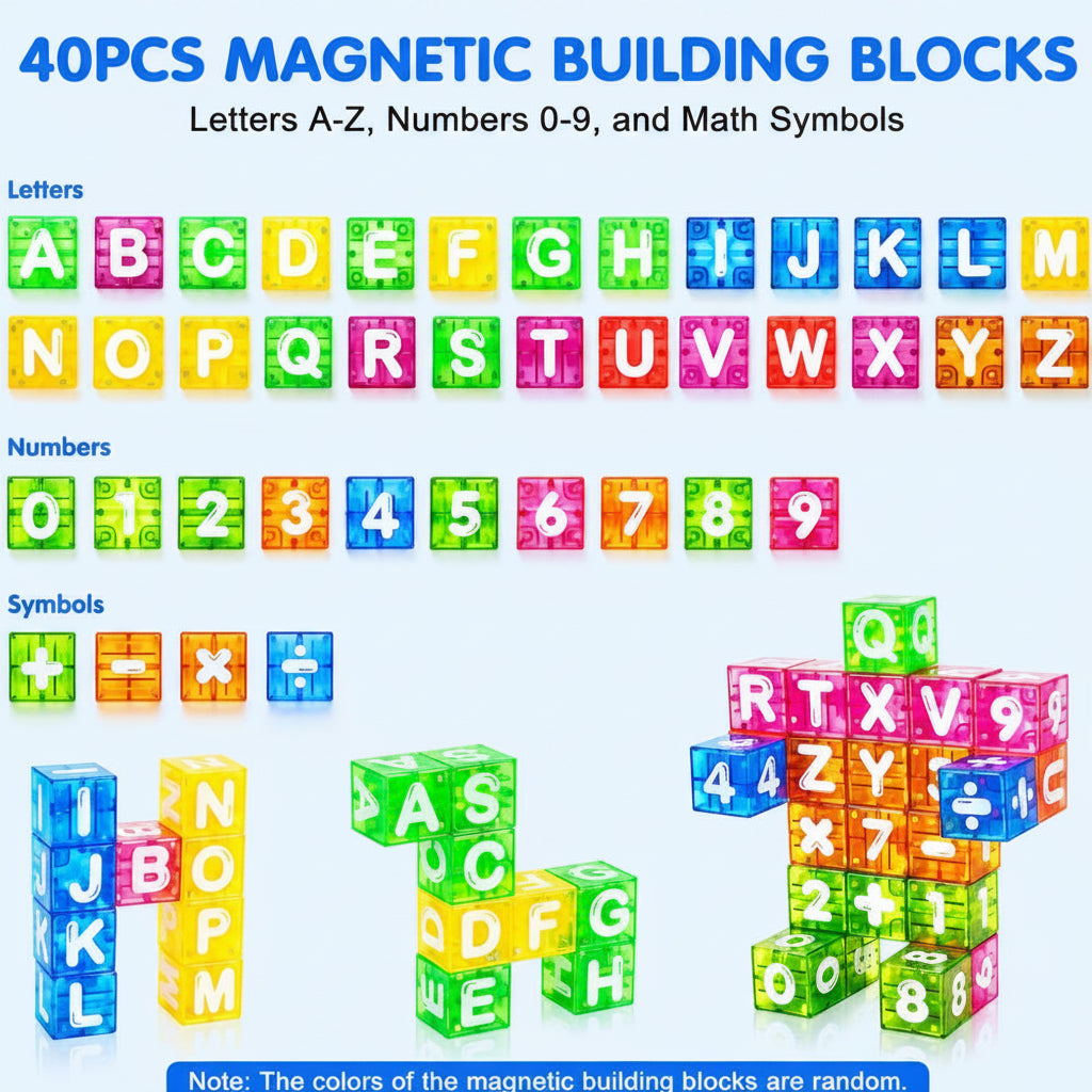 LearnCube – Educativi e interattivi – Cubi magnetici con lettere e simboli matematici