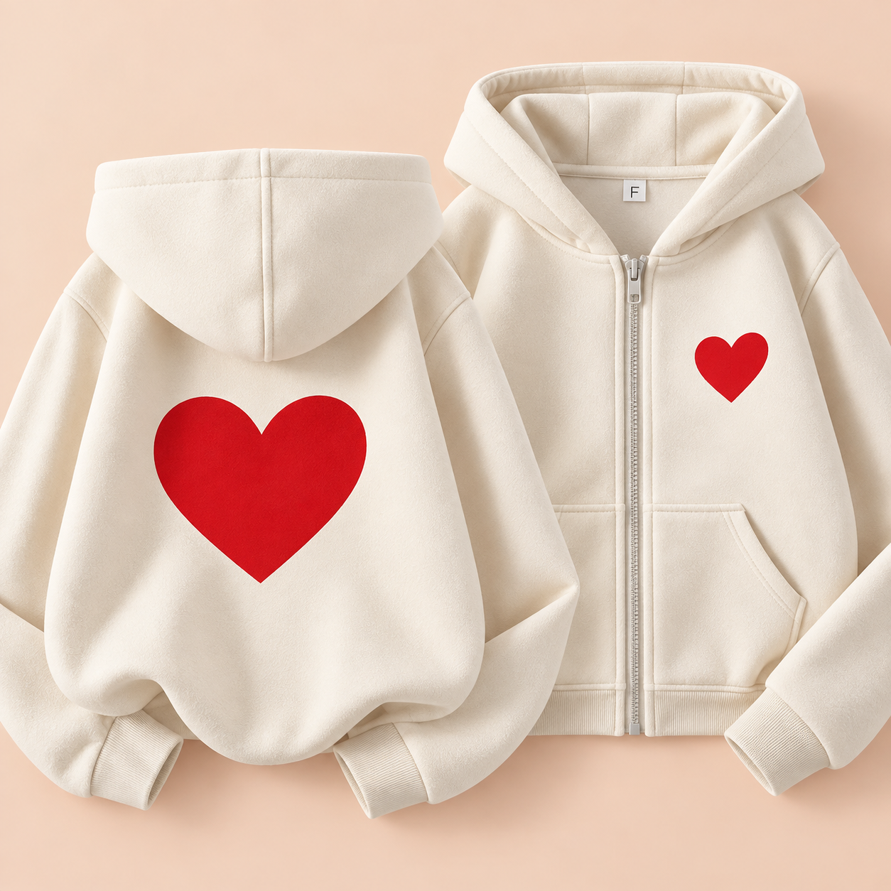 LittleLove – Morbido e tenero – Felpa con cappuccio per bambini con stampa a cuoricini