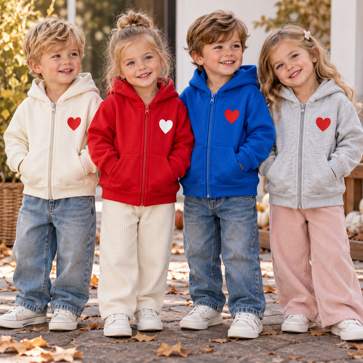 LittleLove – Morbido e tenero – Felpa con cappuccio per bambini con stampa a cuoricini